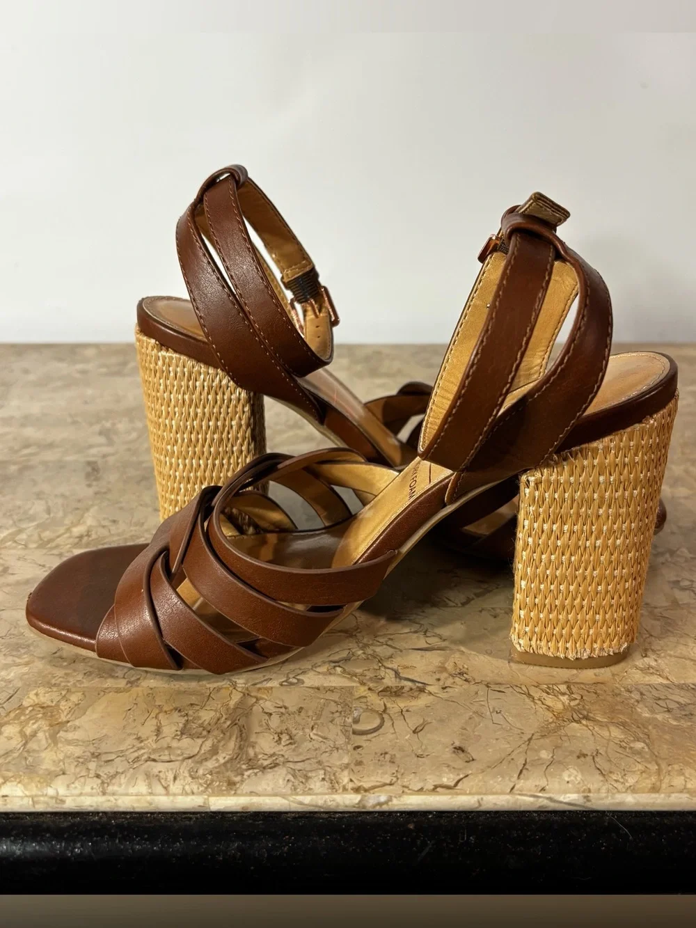 LC Lauren Conrad Bluegum Brown High Heel Sandals Size 6